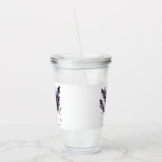 Waterverf lavendel boeket gepersonaliseerd acryl drinkbeker (Links)