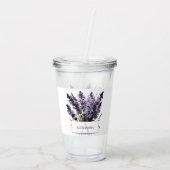 Waterverf lavendel boeket gepersonaliseerd acryl drinkbeker (Achterkant)