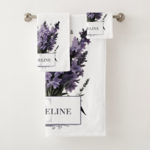 Waterverf lavendel boeket gepersonaliseerd bad handdoek
