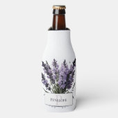 Waterverf lavendel boeket gepersonaliseerd flesjeskoeler (Fles Voorkant)