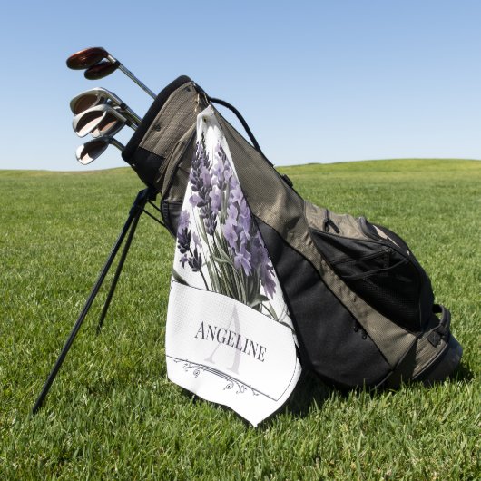 Waterverf lavendel boeket gepersonaliseerd golfhanddoek (Groen)