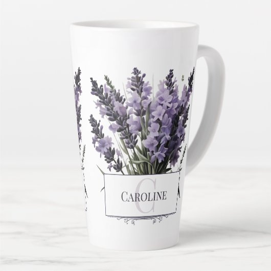 Waterverf lavendel boeket gepersonaliseerd latte mok (Rechterhoek)