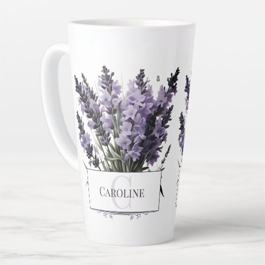 Waterverf lavendel boeket gepersonaliseerd latte mok (Linkerhoek)