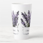Waterverf lavendel boeket gepersonaliseerd latte mok (Voorkant)