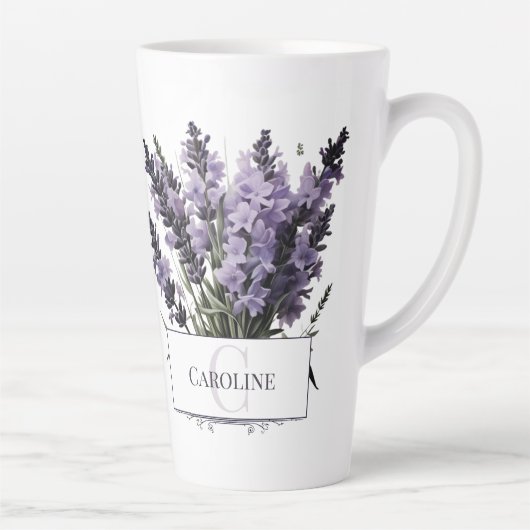 Waterverf lavendel boeket gepersonaliseerd latte mok (Rechts)