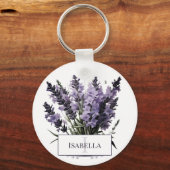 Waterverf lavendel boeket gepersonaliseerd sleutelhanger (Voorkant)