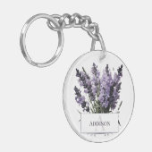 Waterverf lavendel boeket gepersonaliseerd sleutelhanger (Voorkant Links)