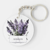 Waterverf lavendel boeket gepersonaliseerd sleutelhanger (Achterkant)