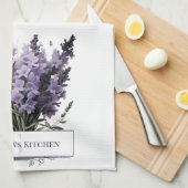 Waterverf lavendel boeket gepersonaliseerd theedoek (Quarter Fold)