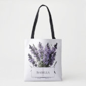 Waterverf lavendel boeket gepersonaliseerd tote bag (Voorkant)