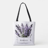 Waterverf lavendel boeket gepersonaliseerd tote bag (Achterkant)