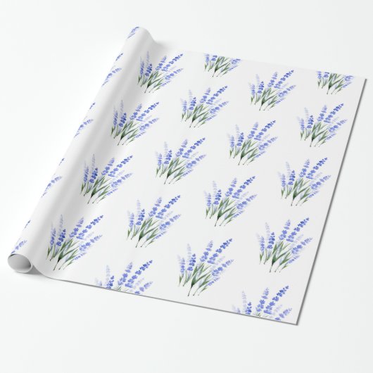 Waterverf lavendel boeketpatroon cadeaupapier (Uitgerold)