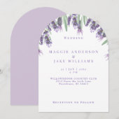 Waterverf lavendel boogbruiloft kaart (Voorkant / Achterkant)