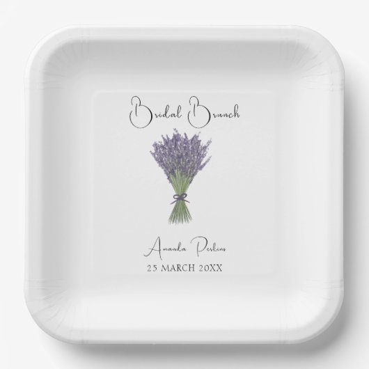 Waterverf Lavendel Bruids Brunch Papieren Bordje (Voorkant)