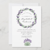 Waterverf Lavendel Bruiloftsrepetitie Diner Kaart (Voorkant)