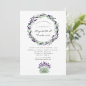 Waterverf Lavendel Bruiloftsrepetitie Diner Kaart (Staand voorkant)