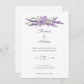 Waterverf Lavendel Eenvoudige Huwelijksuitnodiging Kaart (Voorkant / Achterkant)