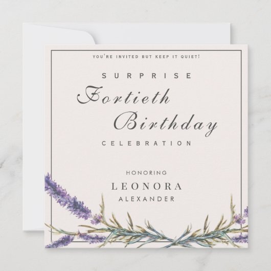 Waterverf Lavendel ELKE Verrassingsverjaardagsfees Kaart (Voorkant)