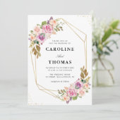 waterverf Lavendel en blush geometrische bruiloft Kaart (Staand voorkant)