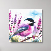 Waterverf Lavendel en Chickadee Canvas Afdruk (Voorkant)