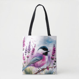 Waterverf Lavendel en Chickadee Tote Bag