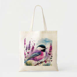 Waterverf Lavendel en Chickadee Tote Bag