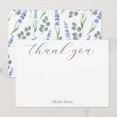 Waterverf lavendel en eucalyptuspatroon bedankkaart (Voorkant / Achterkant)