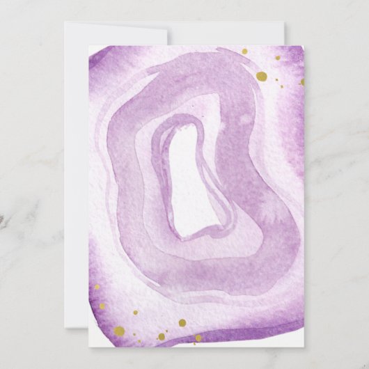 Waterverf lavendel en gouden geode Bewaar de datum Save The Date (Achterkant)
