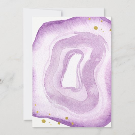 Waterverf lavendel en gouden geode bruiloft II Kaart (Achterkant)
