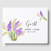 Waterverf Lavendel en Groene Bloemen Gastenboek (Voorkant)