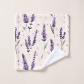 Waterverf lavendel en stippen ontwerp bad handdoek (Wasdoekje)