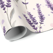 Waterverf lavendel en stippen ontwerp cadeaupapier (Rol Hoek)