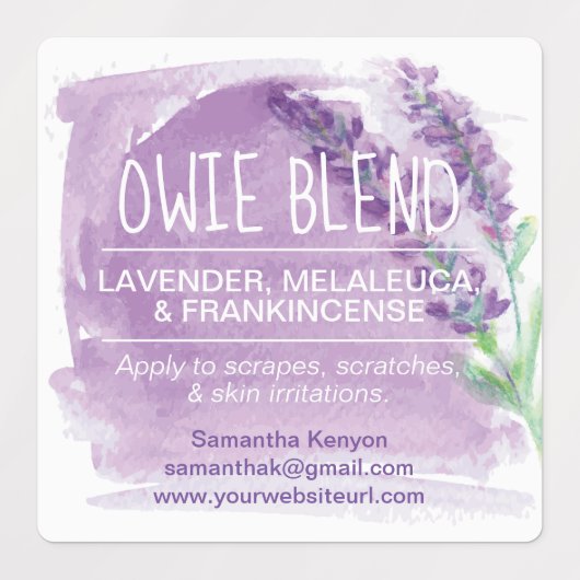 Waterverf Lavendel etherische oliën rolfles Labels (Design 2)