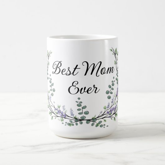 Waterverf Lavendel Eucalyptus beste moeder ooit Koffiemok (Center)