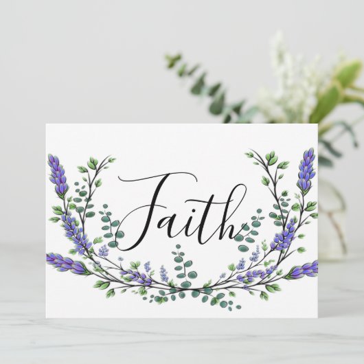 Waterverf Lavendel Eucalyptus kalligrafie geloof Kaart (Staand voorkant)