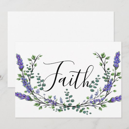 Waterverf Lavendel Eucalyptus kalligrafie geloof Kaart (Voorkant / Achterkant)