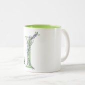 Waterverf Lavendel Eucalyptus monogram letter I Tweekleurige Koffiemok (Voorkant rechts)