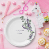 Waterverf Lavendel & Eucalyptus Namen Bruiloft Papieren Bordje (Feest)