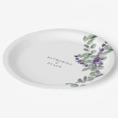 Waterverf Lavendel & Eucalyptus Namen Bruiloft Papieren Bordje (Gekanteld)