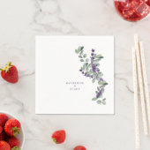 Waterverf Lavendel & Eucalyptus Namen Bruiloft Servet (Insitu)