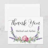 Waterverf Lavendel Eucalyptus roze rozen pioenen Bedankkaart (Voorkant / Achterkant)