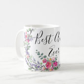 Waterverf lavendel eucalyptus roze wilde Roos tant Koffiemok (Voorkant links)