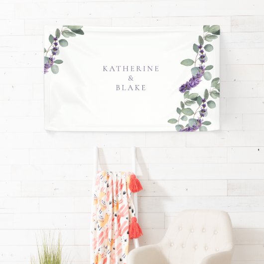 Waterverf Lavendel Eucalyptus Trouwnamen Spandoek (Insitu)