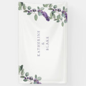 Waterverf Lavendel Eucalyptus Trouwnamen Spandoek (Verticaal)