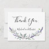 Waterverf Lavendel Eucalyptus witte rozen Bedankkaart (Voorkant)