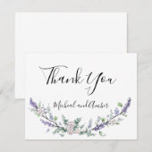 Waterverf Lavendel Eucalyptus witte rozen Bedankkaart (Voorkant / Achterkant)
