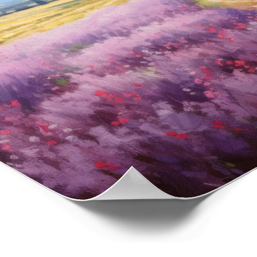 Waterverf Lavendel Fields Boerderij Country Art Poster (Hoek)