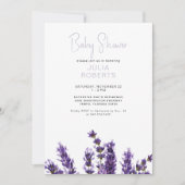 Waterverf Lavendel Floral Baby shower III Kaart (Voorkant)