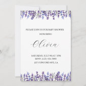 Waterverf Lavendel Flower Baby shower Invitation Save The Date (Voorkant)