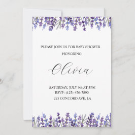Waterverf Lavendel Flower Baby shower Invitation Save The Date